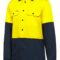 Y07950 Hard Yakka 2 Tone Vented LS Shirt Yellow Navy Front