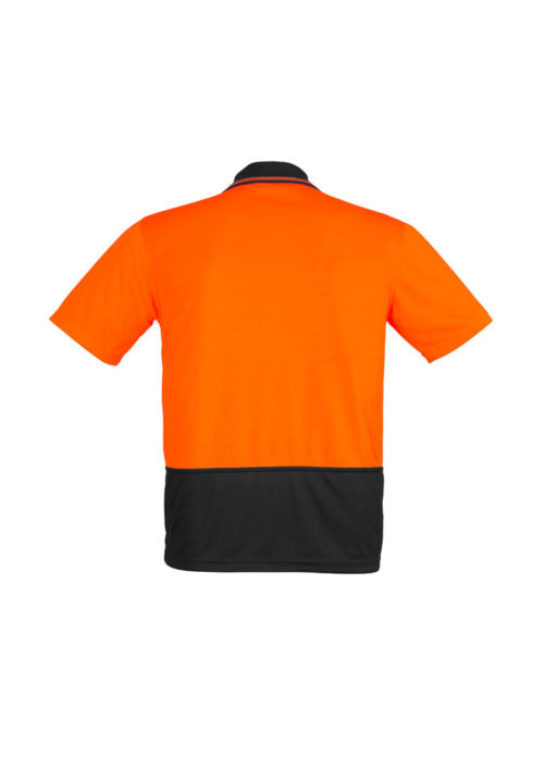 ZH231 Hi Vis Basic Spliced Short Sleeve Polo Orange Black Back