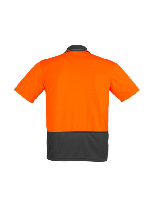 ZH231 Hi Vis Basic Spliced Short Sleeve Polo Orange Charcoal back