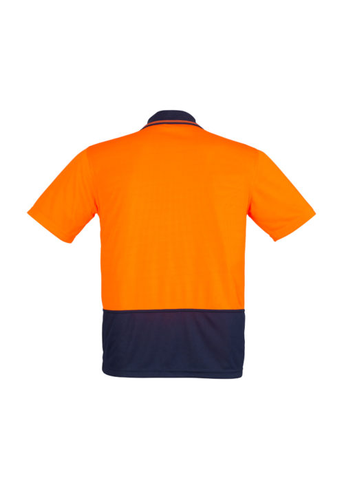 ZH231 Hi Vis Basic Spliced Short Sleeve Polo Orange Navy Back