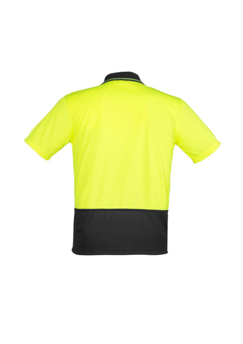 ZH231 Hi Vis Basic Spliced Short Sleeve Polo Yellow Black Back