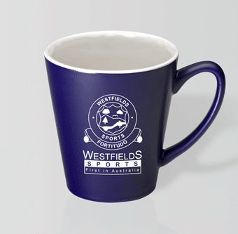 p 2884 Latte Mug MAtt Cobalt White Print
