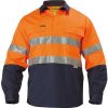 Bisley 2 Tone Closed Front Hi-Vis L/S 190gsm Shirt 3M Reflective Tape