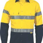 DNC Hi-Vis Two Tone 190gsm Drill L/S Shirt with 3M 8906 R/Tape