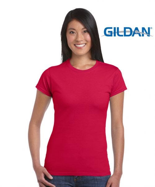 p 774 64000L Gildan Ladies Softstyle T Shirt cherry red