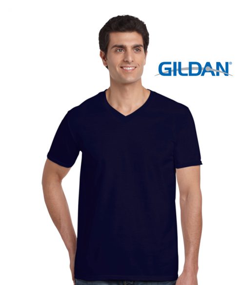 p 780 64V00 Gildan Adult Softstyle V Neck T Shirt Navy