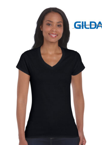 p 780 64V00L Gildan Ladies Softstyle V Neck T Shirt black