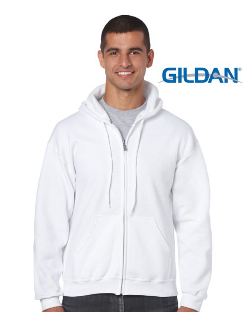 p 953 Gildan 18600 Heavy Blend Full Zip Adult Hoodie white