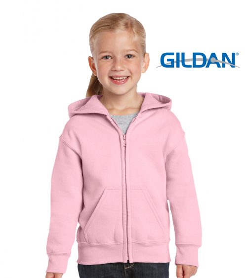 p 953 Gildan 18600B Heavy Blend Full Zip Youth Hoodie light pink