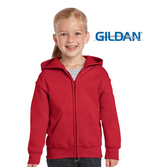 p 953 Gildan 18600B Heavy Blend Full Zip Youth Hoodie red