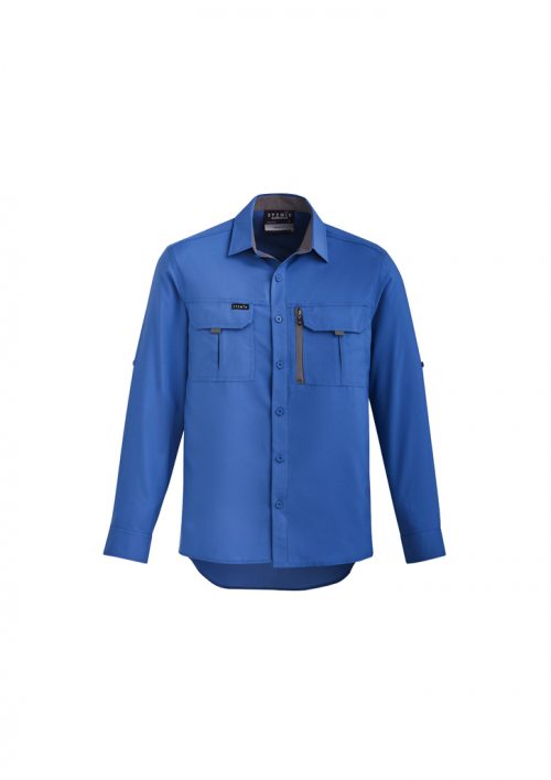 ZW460 Syzmik Mens Outdoor LS Shirt Blue Front