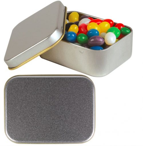 Assorted Colour Mini Jelly Beans in Silver Rectangular Tin B