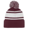 B1900 Headwear24 Cuffed Knitted Pom Pom Beanie Maroon white