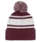 B1900 Headwear24 Cuffed Knitted Pom Pom Beanie Maroon white