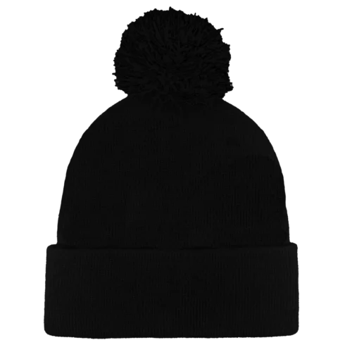 B1900 Headwear24 Cuffed Knitted Pom Pom Beanie black