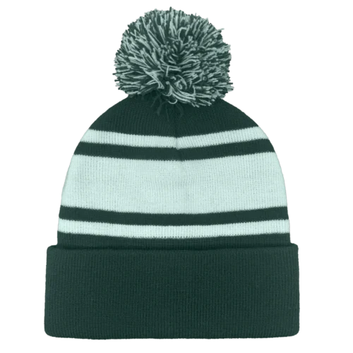 B1900 Headwear24 Cuffed Knitted Pom Pom Beanie bottle white