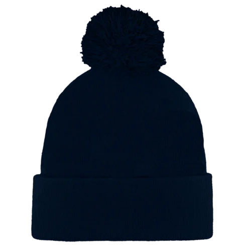 B1900 Headwear24 Cuffed Knitted Pom Pom Beanie navy