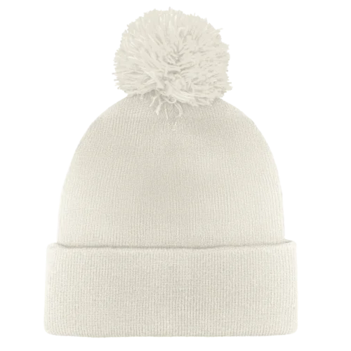 B1900 Headwear24 Cuffed Knitted Pom Pom Beanie white