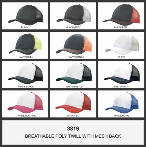 Breathable Poly Twill With Mesh Back 3819 Colours