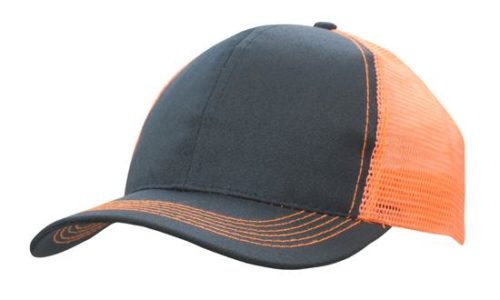Breathable Poly Twill With Mesh Back 3819 navy orange