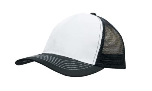 Breathable Poly Twill With Mesh Back 3819 white black