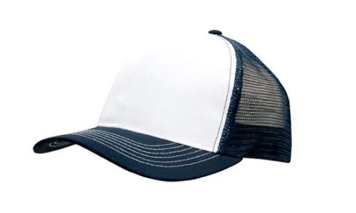 Breathable Poly Twill With Mesh Back 3819 white navy