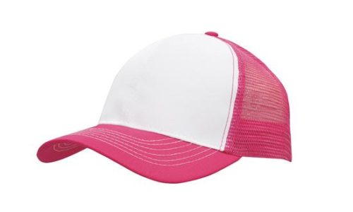 Breathable Poly Twill With Mesh Back 3819 white pink