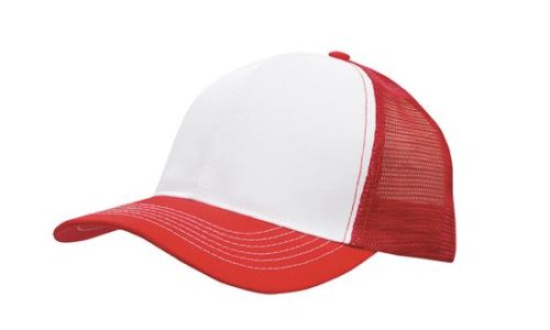 Breathable Poly Twill With Mesh Back 3819 white red