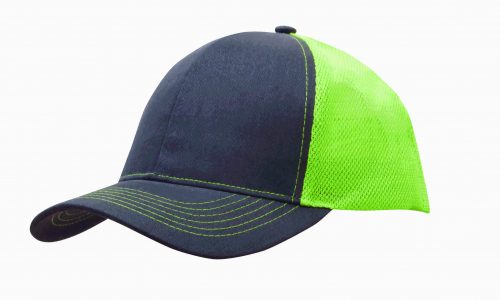Brushed Cotton with Mesh Back Cap 4002 Charcoal BrightGreen scaled