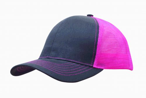 Brushed Cotton with Mesh Back Cap 4002 Charcoal HotPink scaled