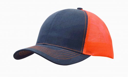 Brushed Cotton with Mesh Back Cap 4002 Charcoal Orange scaled