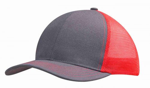 Brushed Cotton with Mesh Back Cap 4002 charcoal red scaled