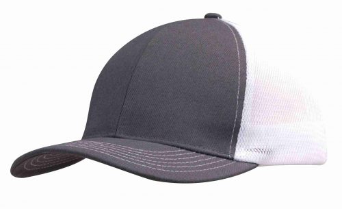 Brushed Cotton with Mesh Back Cap 4002 charcoal white