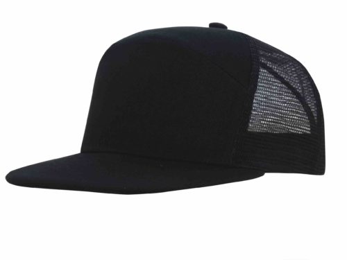 Premium American Twill A Frame Cap with Mesh Back 4154 Black