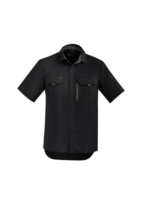 ZW465 Syzmik Mens Outdoor SS Shirt Black Front