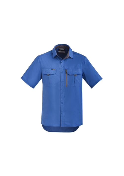 ZW465 Syzmik Mens Outdoor SS Shirt Blue Front