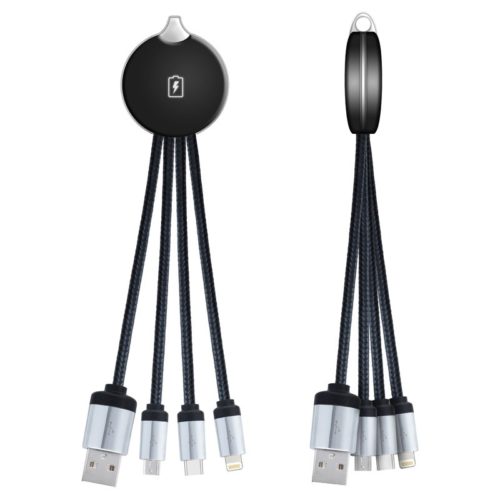 AR870 Atesso 3n1 Light Up Charge Cable Round Black
