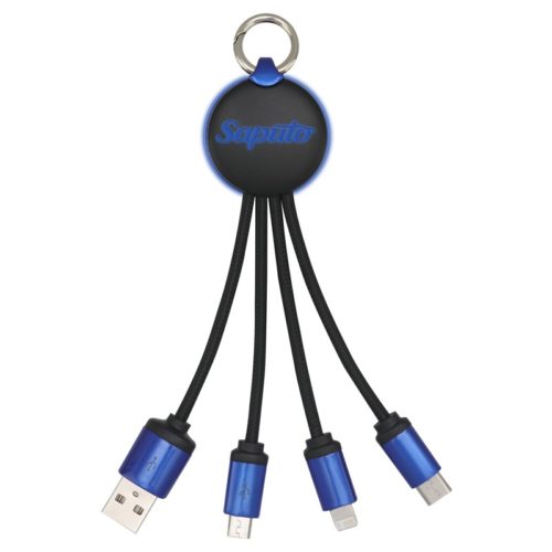 AR870 Atesso 3n1 Light Up Charge Cable Round Blue
