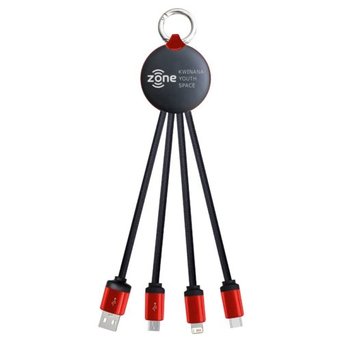 AR870 Atesso 3n1 Light Up Charge Cable Round Red