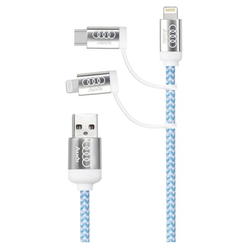 AR875 Pesaro 3n1 Fabric Charge Data Cable Blue White