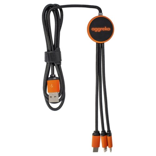 AR878 Trent 3n1 Light Up Charge Cable Black Orange