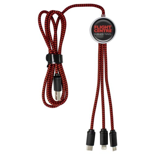 AR878 Trent 3n1 Light Up Charge Cable Red