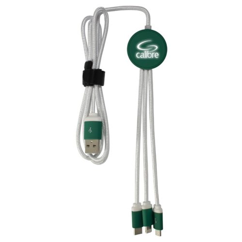 AR878 Trent 3n1 Light Up Charge Cable White Green Logo