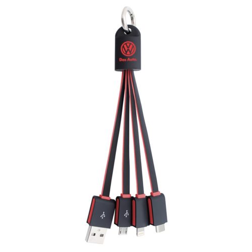 AR880 Parma 3n1 Light Up Flat Charge Cable Black Red Short