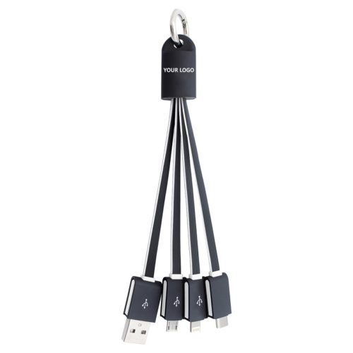 AR880 Parma 3n1 Light Up Flat Charge Cable Black White Short