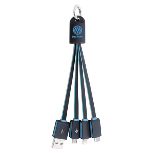 AR880 Parma 3n1 Light Up Flat Charge Cable Blue Short