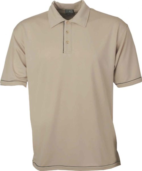 1010B Cool Dry Mens SS Polo Beige Navy