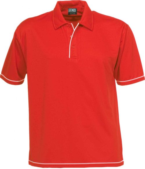 1010B Cool Dry Mens SS Polo Red White