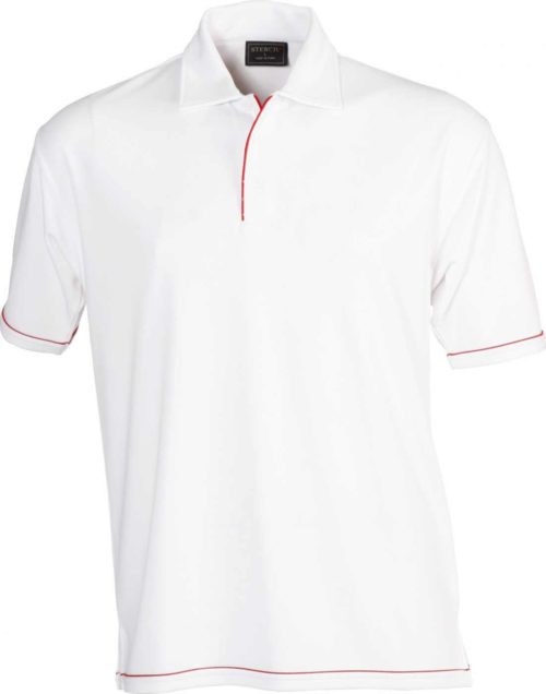 1010B Cool Dry Mens SS Polo White red