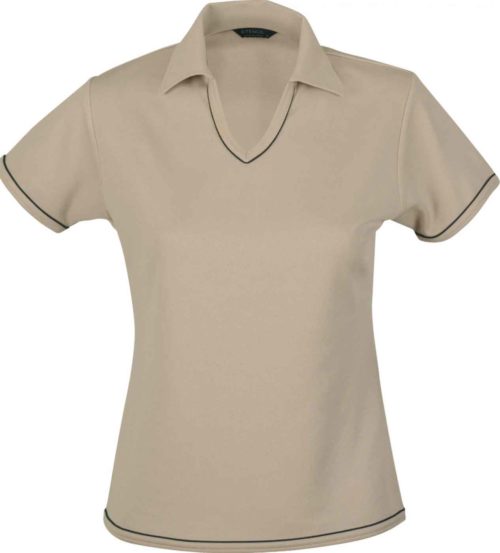 1110B Cool Dry Ladies SS Polo Beige Navy
